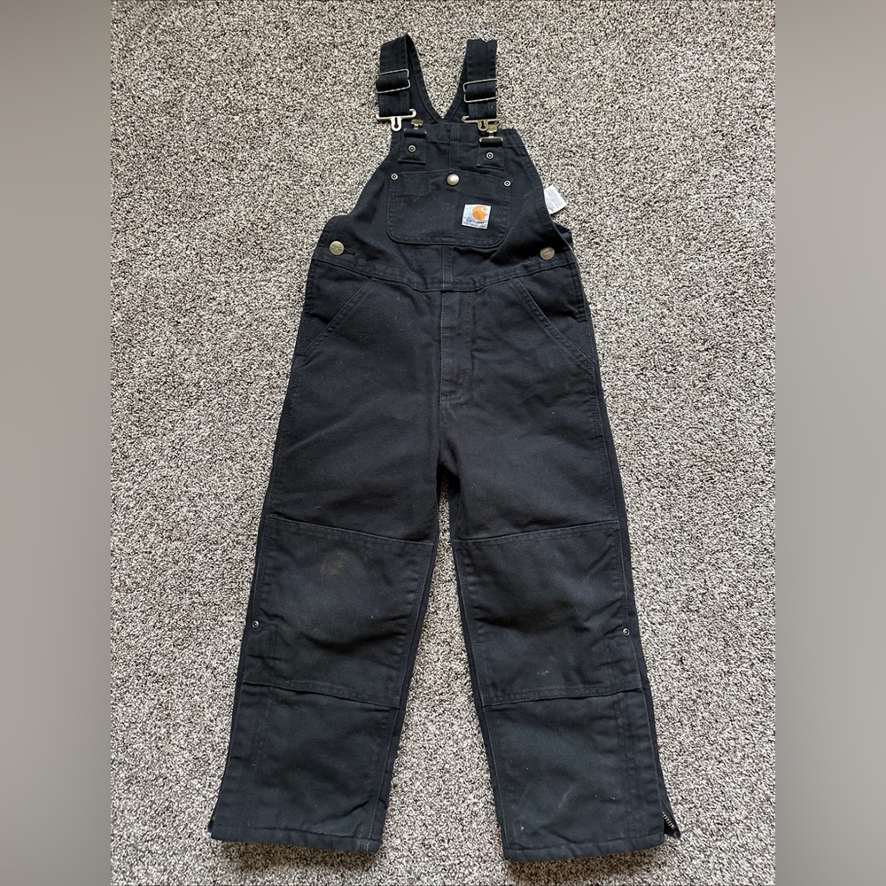 Unisex kids Carhartt coveralls duckbill overalls black size 5 pants
